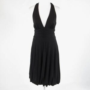 Black CACHE goth stretch halter neck bubble dress size 2